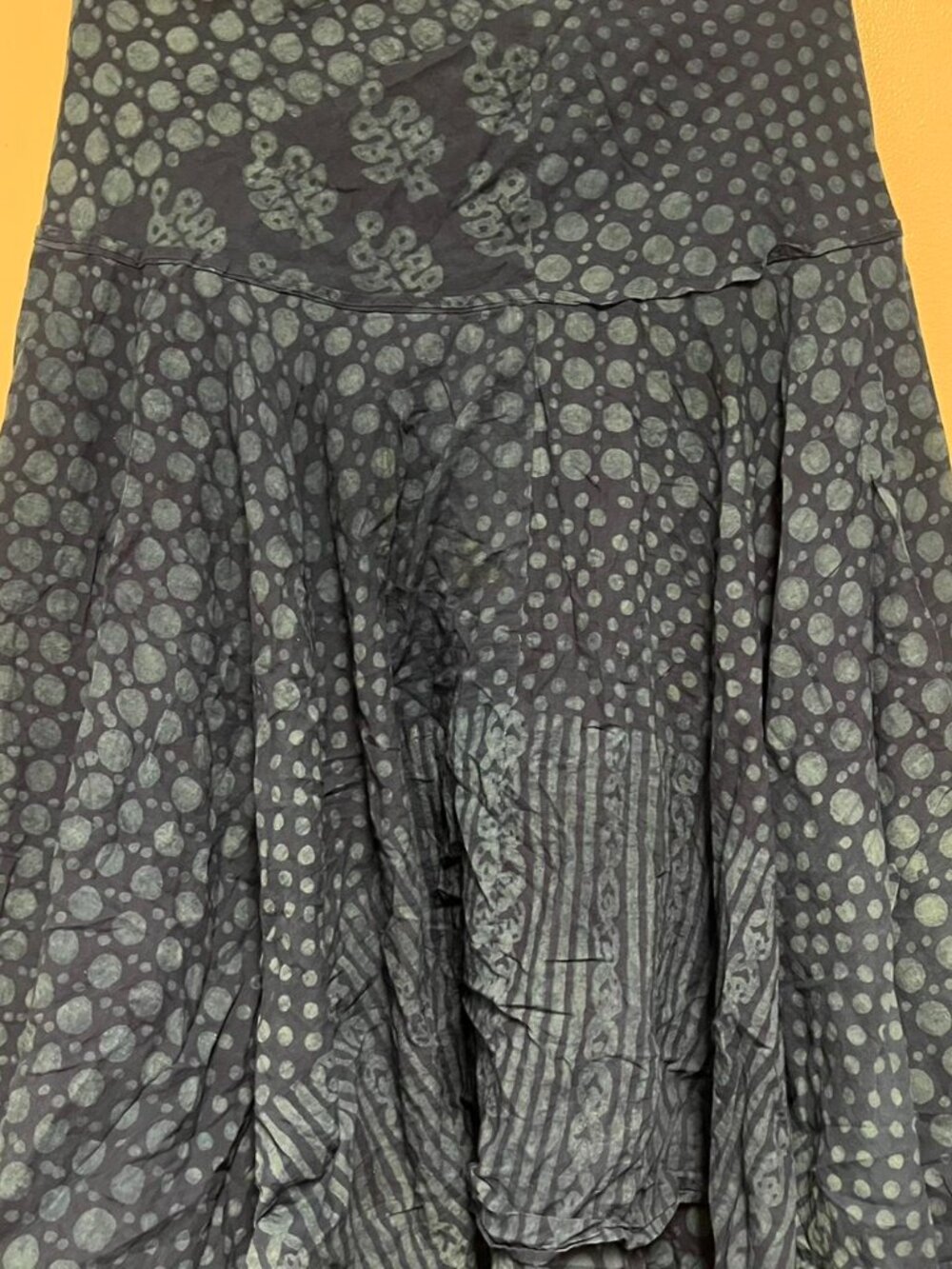 Blue-Gray Polka Dot Midi Skirt with Pockets Size S
